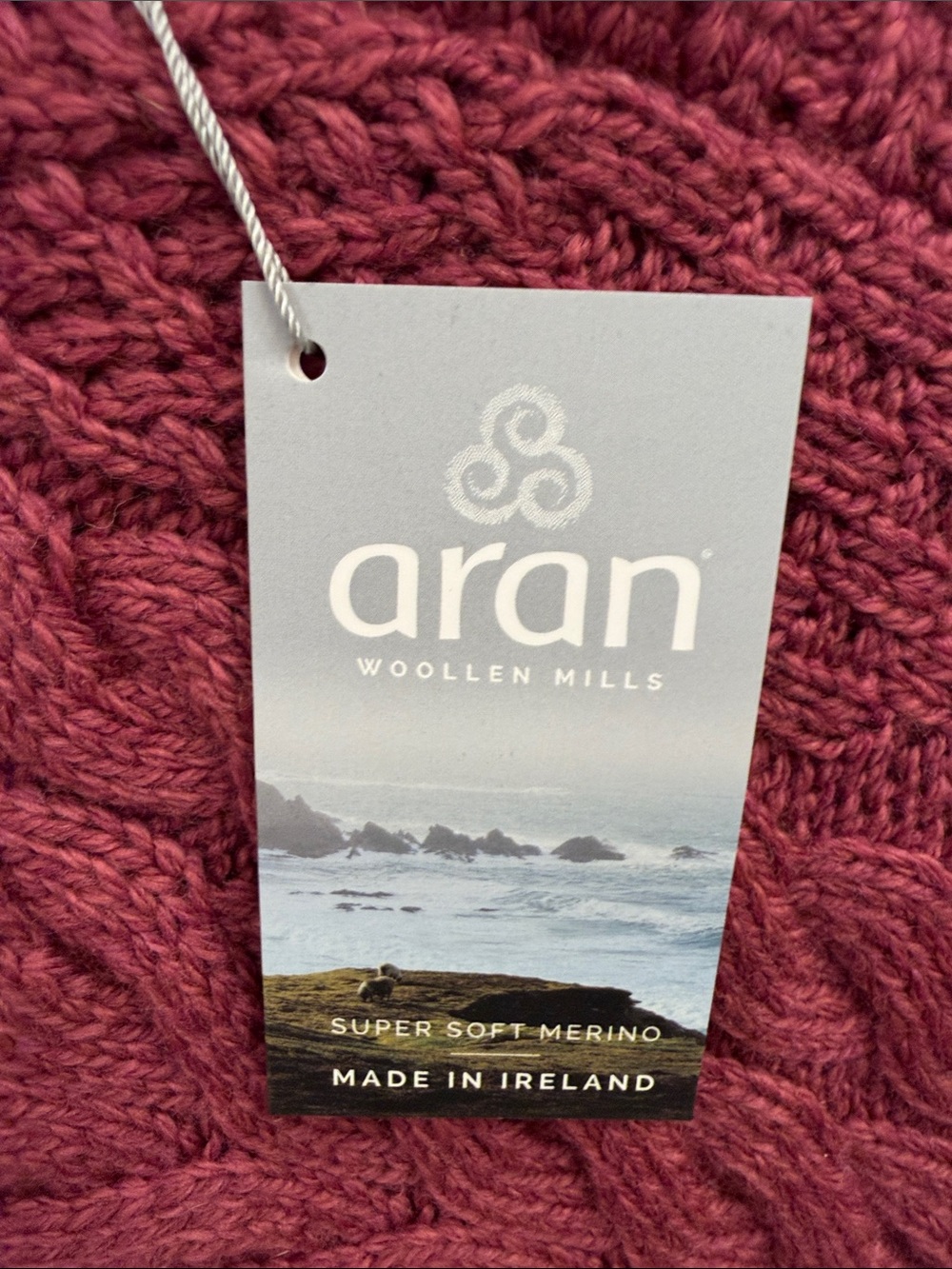 Aran Raspberry Cable-Knit Poncho Sweater - Picture 2 of 4